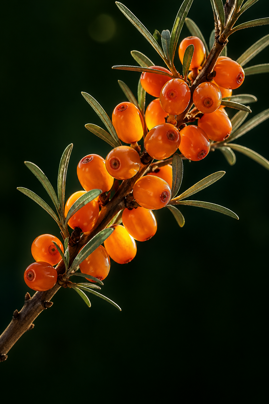 Wild sea buckthorn berries